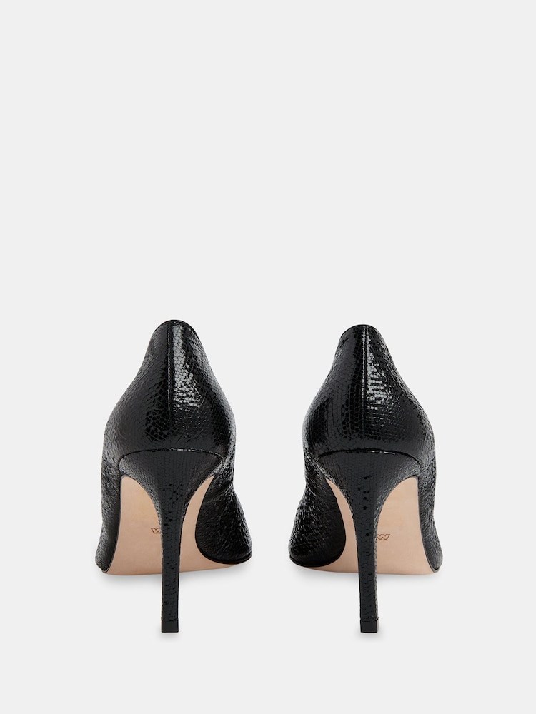 Whistles Black Corie Textured Heeled Pumps - Image 2 of 4