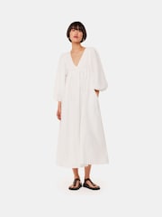 Whistles Gloria Linen Blend White Dress - Image 1 of 5