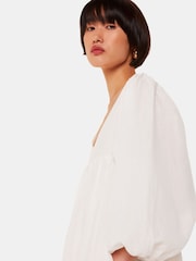Whistles Gloria Linen Blend White Dress - Image 4 of 5