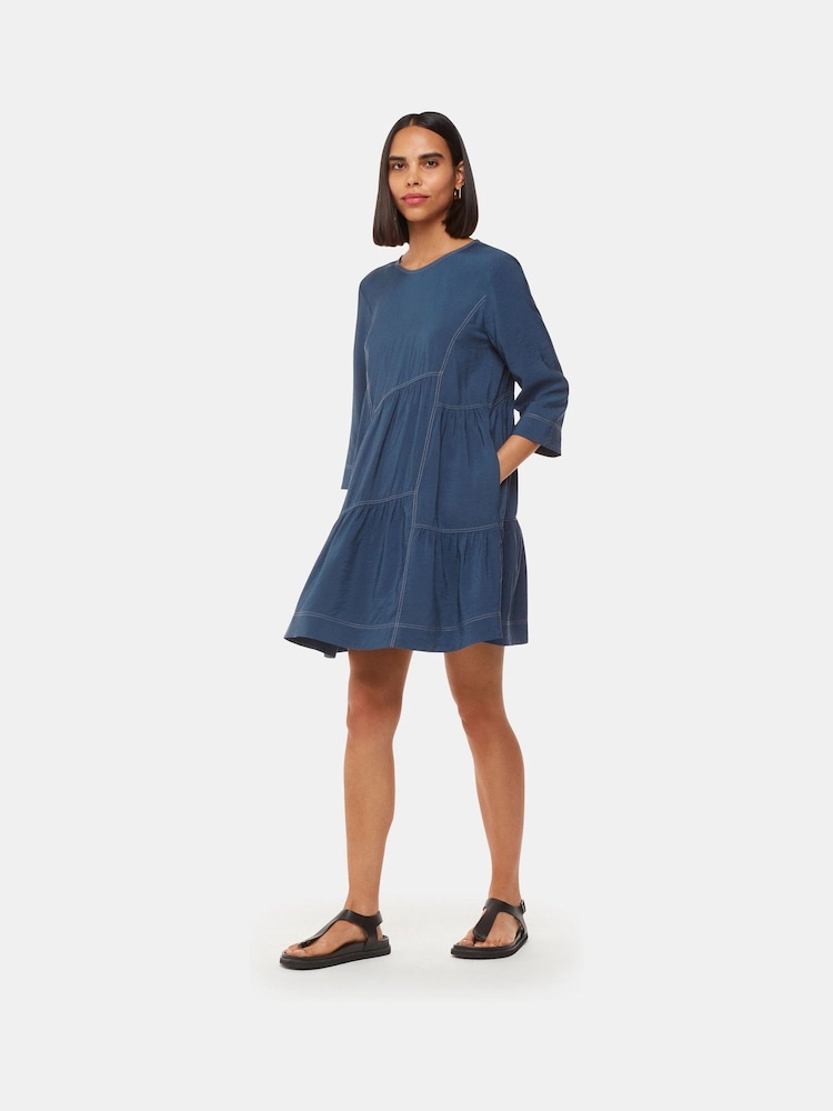 Whistles Phoebe blaues Trapezkleid mit Nahtdetail - Bild 1 von 5