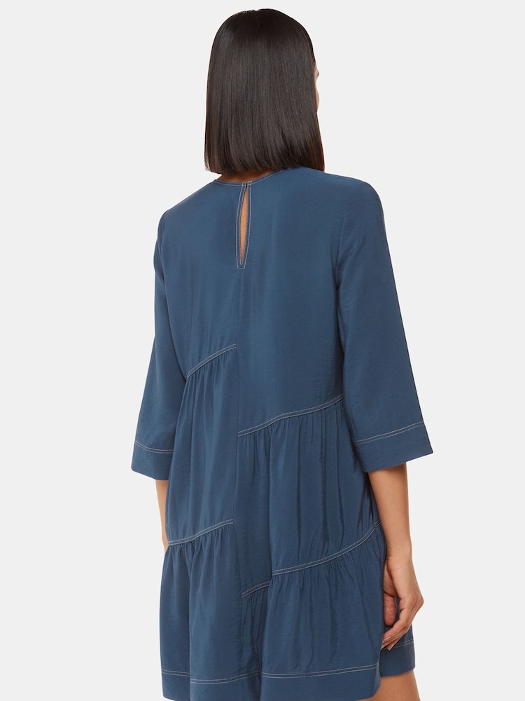 Whistles Phoebe blaues Trapezkleid mit Nahtdetail - Bild 2 von 5