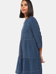 Whistles Phoebe blaues Trapezkleid mit Nahtdetail - Bild 4 von 5