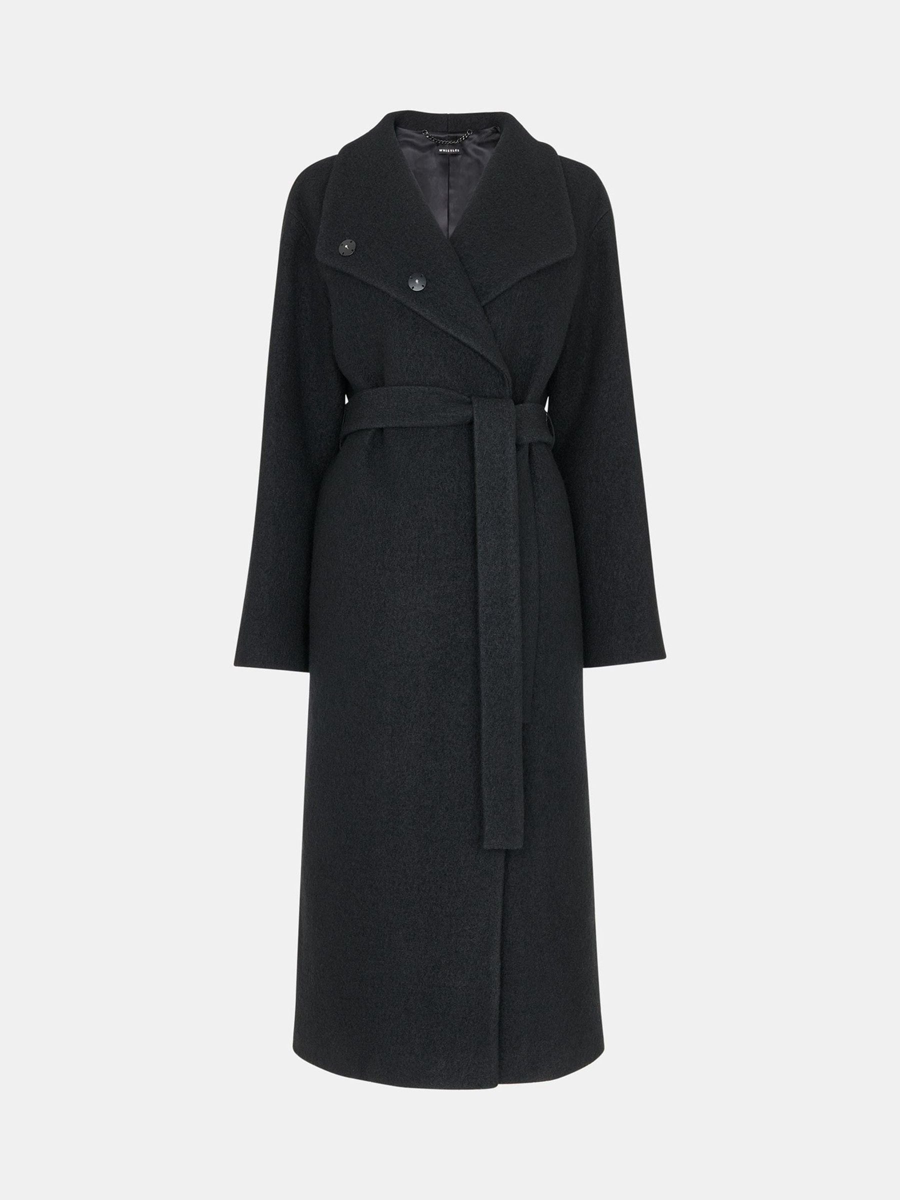 Buy Whistles Black Morgan Funnel Neck Coat from Next USA