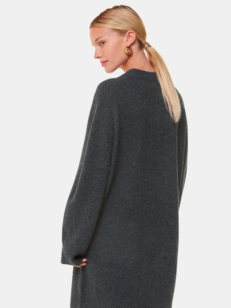 Whistles Grey Ava Round Neck Knitted Jumper Dress - Image 2 of 5