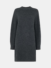 Whistles Grey Ava Round Neck Knitted Jumper Dress - Image 5 of 5