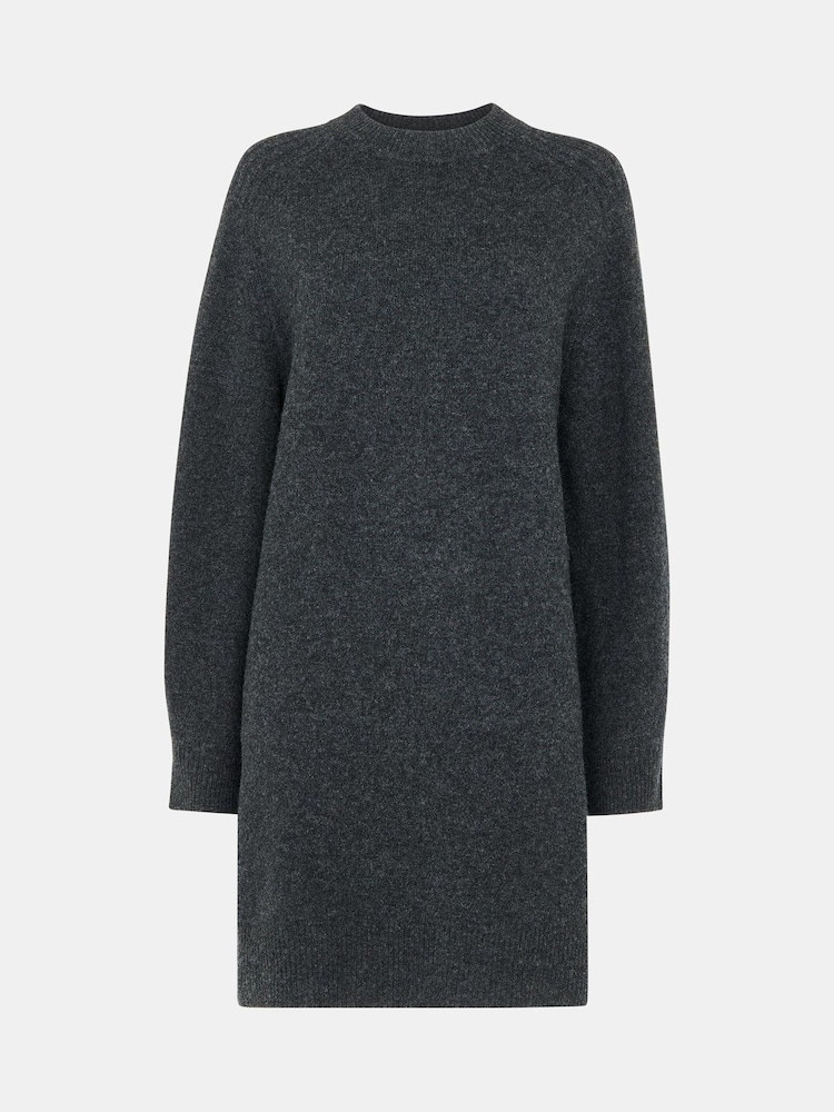 Whistles Grey Ava Round Neck Knitted Jumper Dress - Image 5 of 5
