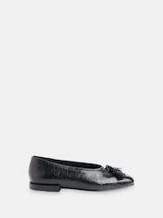 Whistles Black Cilou Tassel Croc Ballet Pumps - Image 1 of 5