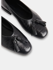 Whistles Black Cilou Tassel Croc Ballet Pumps - Image 3 of 5