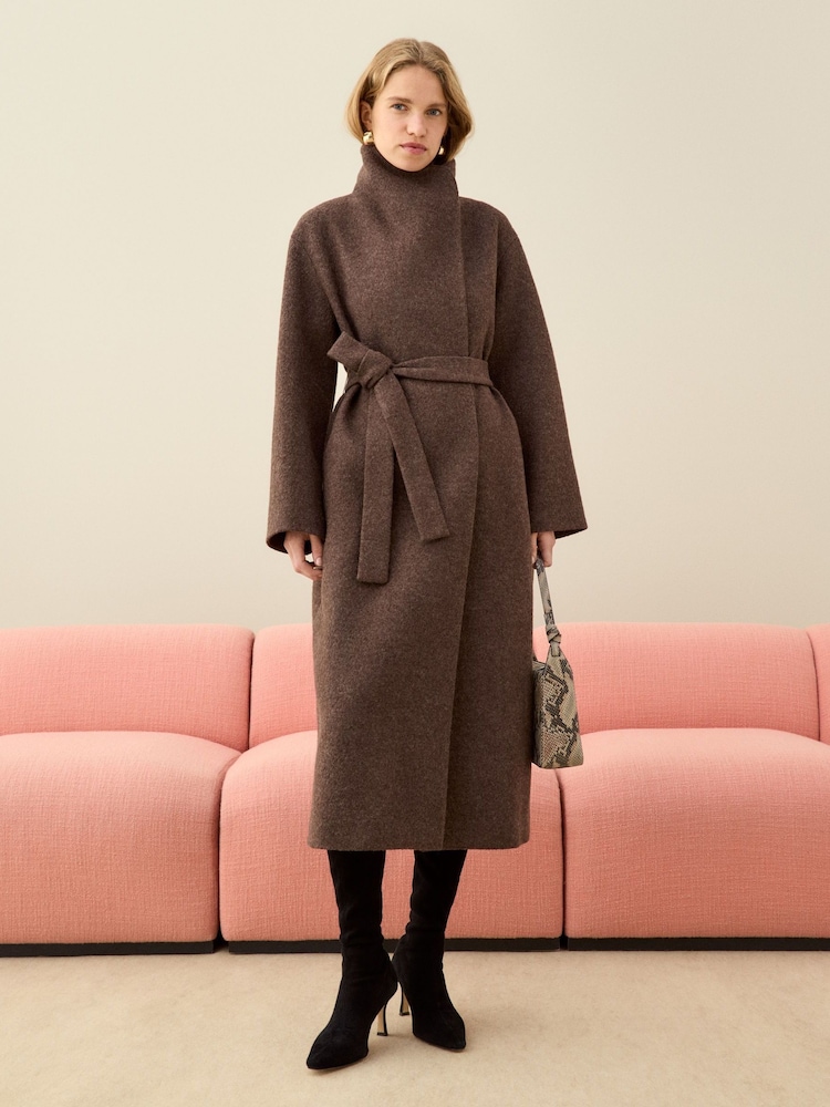 Nude - Whistles Morgan Guler înalt Negru Coat - Image 1 of 6