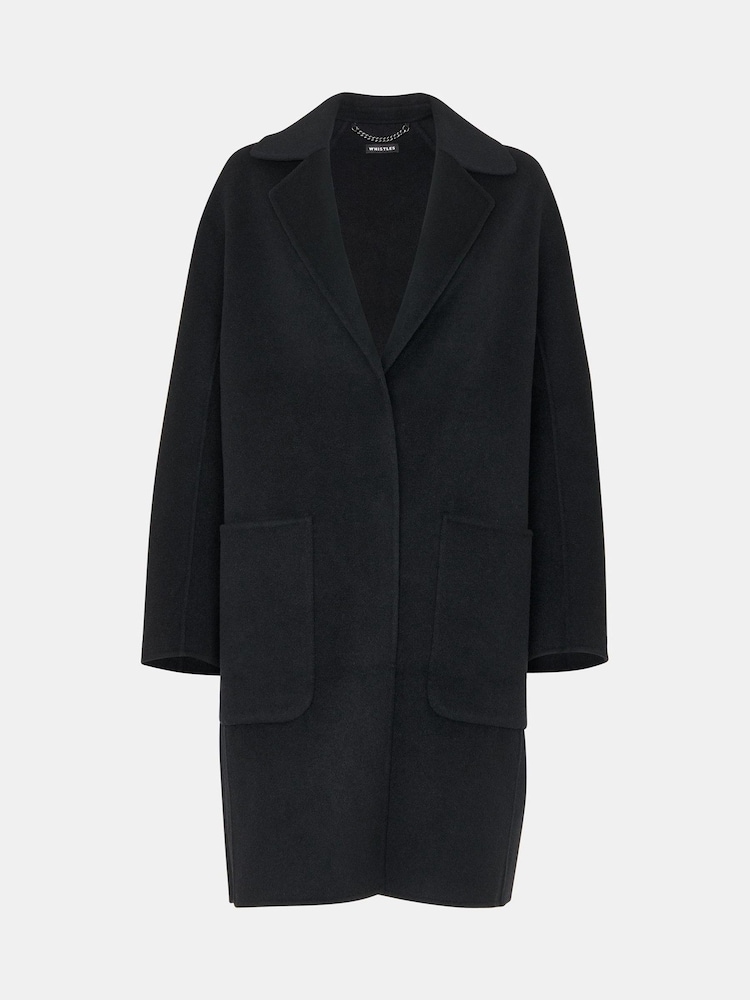 Whistles Cassie Double Face Pocket Black Coat - Image 5 of 5