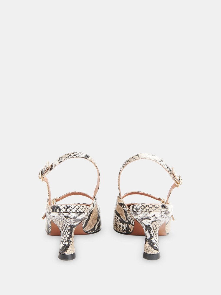 Whistles Black Nila Snake Slingback Heels - Image 2 of 5
