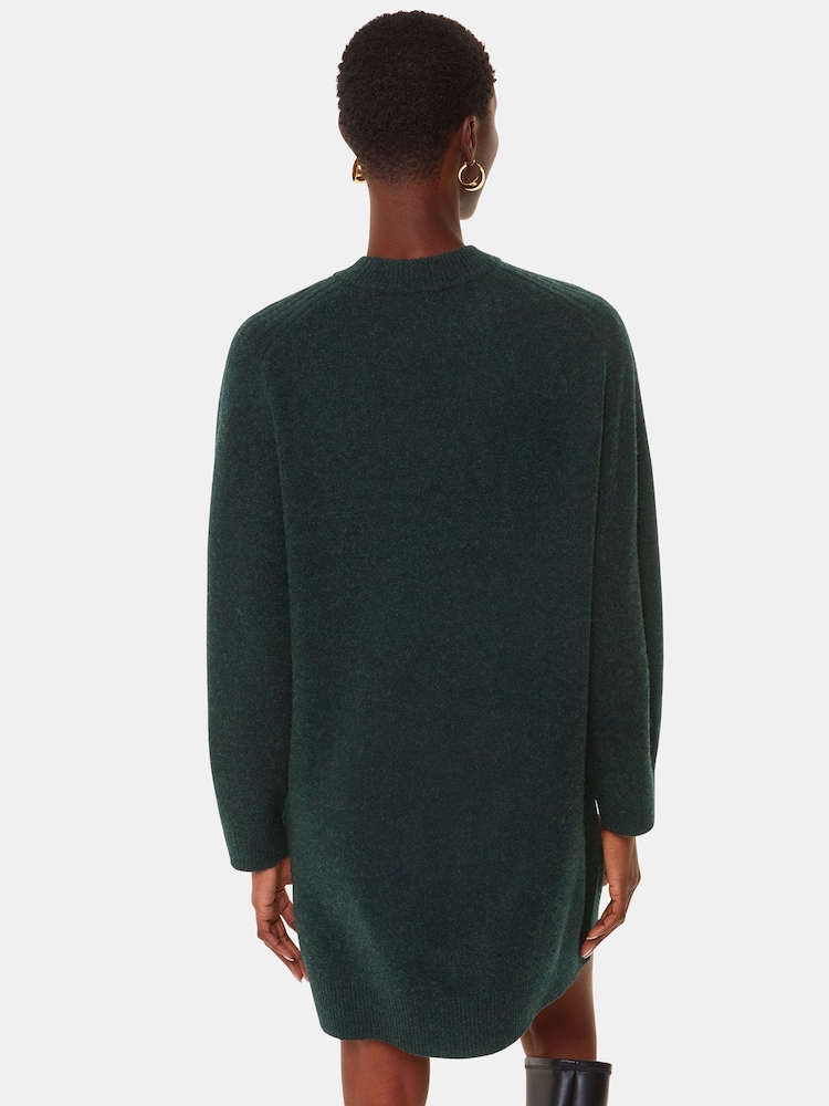 Whistles Green Ava Round Neck Knitted Dress - Image 2 of 5