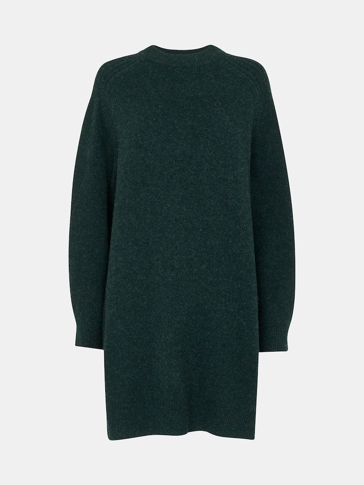 Whistles Green Ava Round Neck Knitted Dress - Image 5 of 5