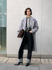 Whistles Grey Eliza Double Breasted Coat - Image 1 of 6