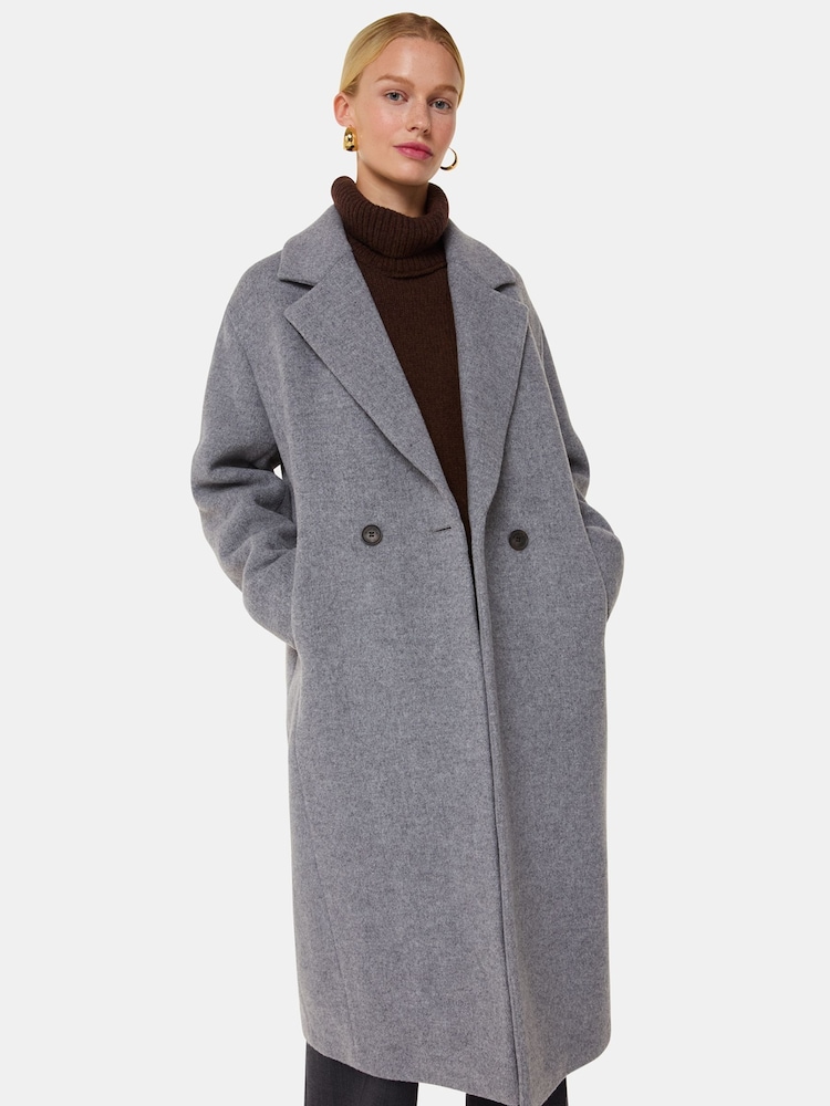 Whistles Grey Eliza Double Breasted Coat - Image 2 of 6