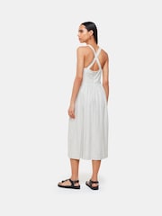 Whistles Luna Stripe Midi White Dress - Image 2 of 5