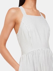 Whistles Luna Stripe Midi White Dress - Image 4 of 5