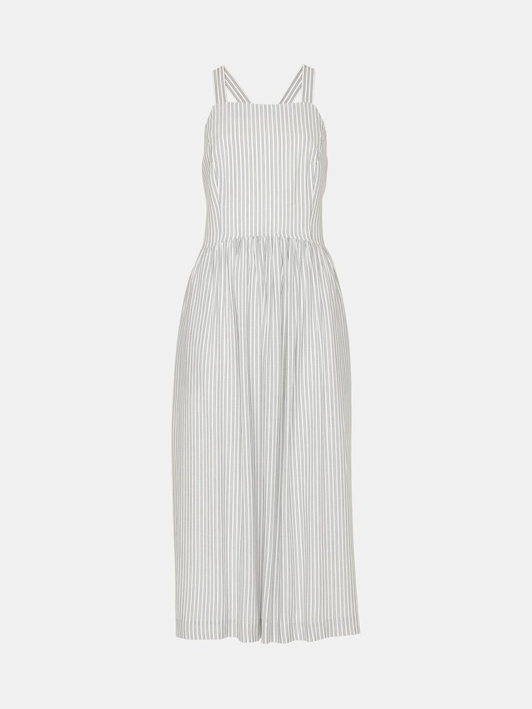 Whistles Luna Stripe Midi White Dress - Image 5 of 5