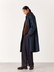 Whistles Blue Gabriella Waxed Overcoat - Image 3 of 5