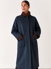 Whistles Blue Gabriella Waxed Overcoat - Image 4 of 5