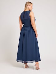 Yours Curve Blue London Lace Front Maxi Dress - Image 3 of 4