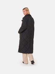 Whistles Alice Longline Quilted Black Coat - Image 2 of 5