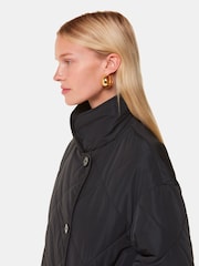 Whistles Alice Longline Quilted Black Coat - Image 3 of 5