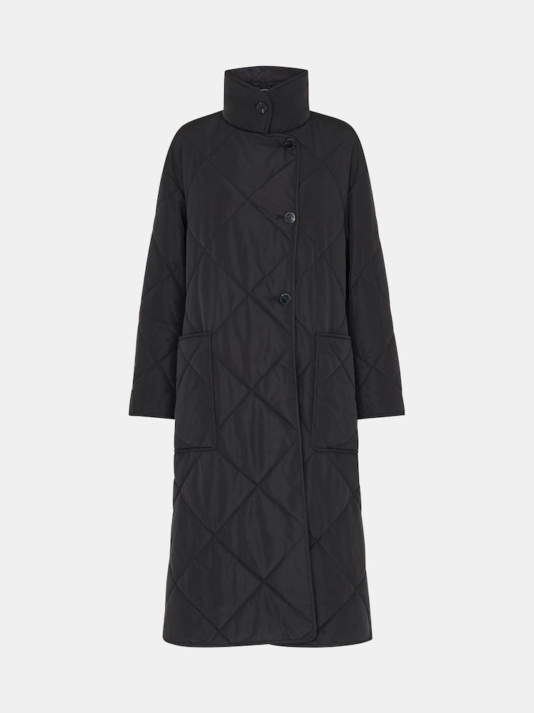 Whistles Alice Longline Quilted Black Coat - Image 5 of 5