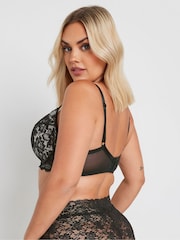 Yours Curve Black Liza Lace Plunge T-Shirt Bra - Image 3 of 6