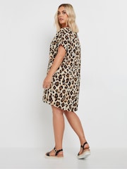 Yours Curve Natural Animal Print Easy Tunic 100% Cotton Dress - Image 3 of 5