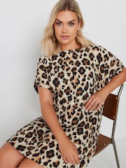 Yours Curve Natural Animal Print Easy Tunic 100% Cotton Dress - Image 4 of 5