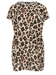 Yours Curve Natural Animal Print Easy Tunic 100% Cotton Dress - Image 5 of 5