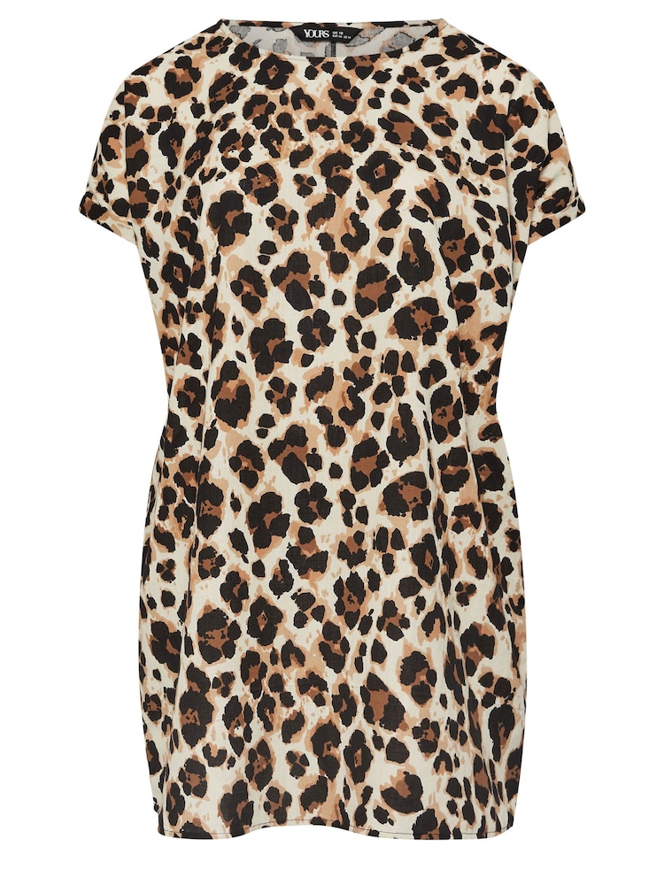 Yours Curve Natural Animal Print Easy Tunic 100% Cotton Dress - Image 5 of 5