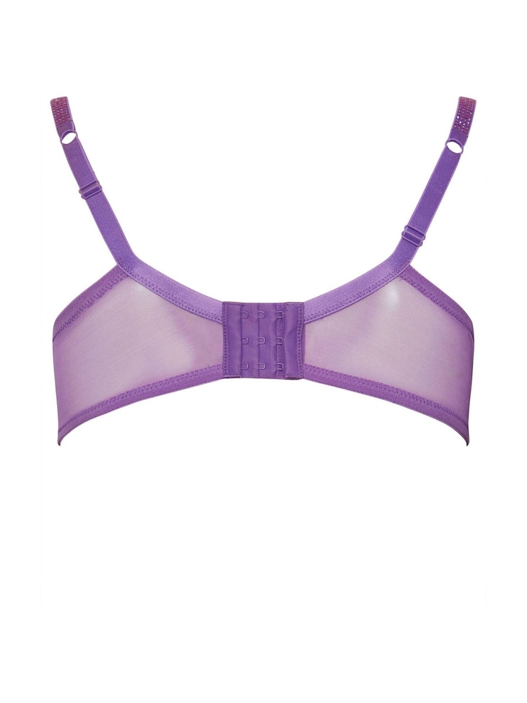 Yours Curve Purple Shiny Sparkle Strap Bra - Image 6 of 6 Yours Curve Purple Shiny Sparkle Strap Bra - Image 6 of 6
