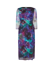 Yours Curve Blue London Mesh Dress - Image 5 of 5