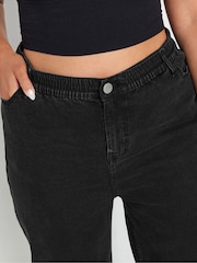 Yours Curve Black Wide Leg Pull On Puddle Jeans - Image 4 of 5