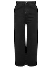 Yours Curve Black Wide Leg Pull On Puddle Jeans - Image 5 of 5