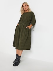 Yours Curve Black Limited 3/4 Tie Sleeve Crinkle Midaxi Dress - Image 1 of 4