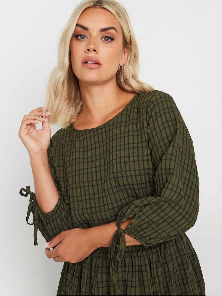 Yours Curve Black Limited 3/4 Tie Sleeve Crinkle Midaxi Dress - Image 4 of 4
