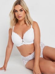 Yours Curve White Liza Lace Plunge T-Shirt Bra - Image 1 of 5