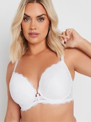 Yours Curve White Liza Lace Plunge T-Shirt Bra - Image 2 of 5