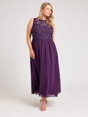Yours Curve Purple London Lace Front Maxi Dress - Image 2 of 4