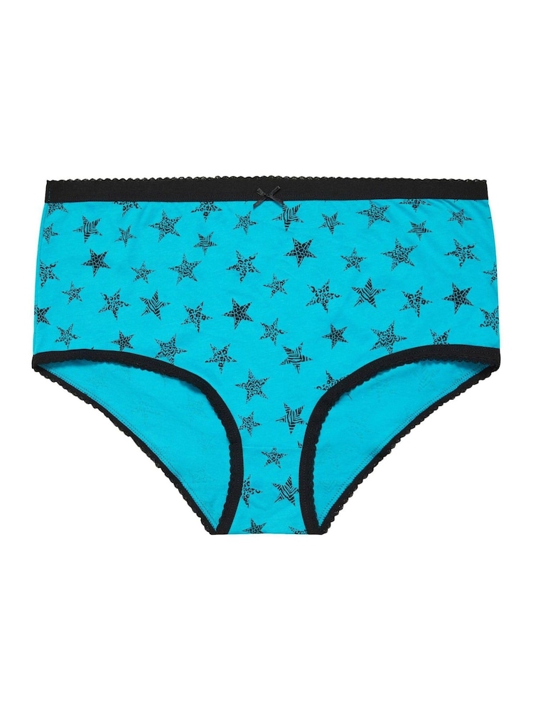 Yours Curve Blue Full 100% Cotton Briefs 5 Pack - Image 4 of 5