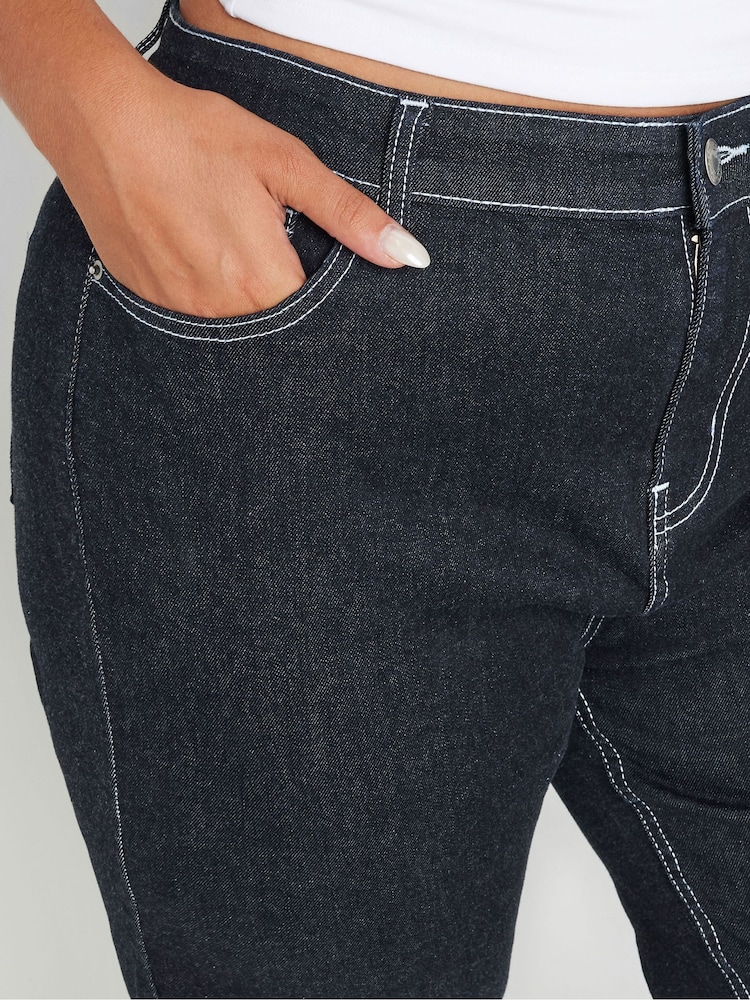 Yours Curve Fold Over Hem Wide Leg Jeans - Image 4 of 5