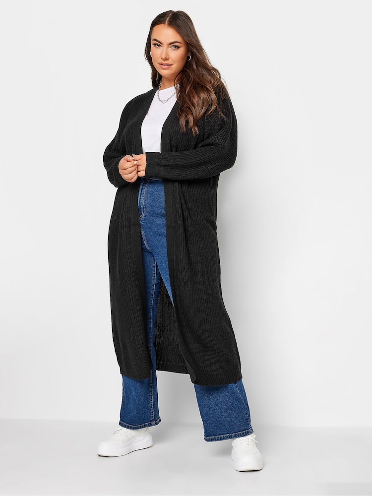 Yours Curve Black Maxi Length Cardigan - Image 1 of 4