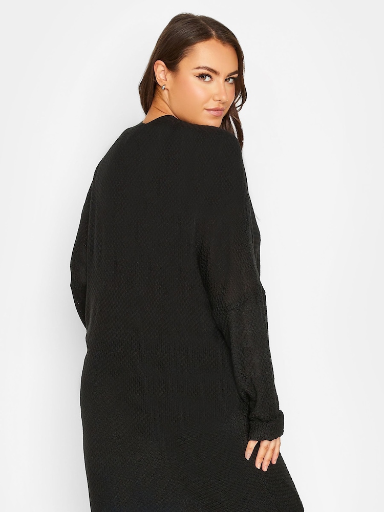 Yours Curve Black Pointelle Cardigan - Image 2 of 4 Yours Curve Black Pointelle Cardigan - Image 2 of 4