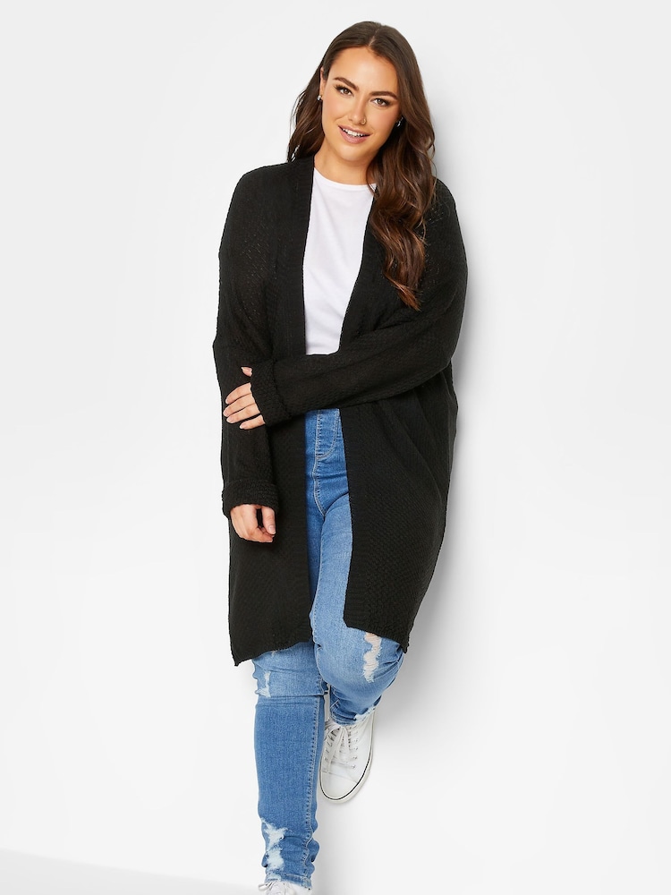 Yours Curve Black Pointelle Cardigan - Image 4 of 4 Yours Curve Black Pointelle Cardigan - Image 4 of 4