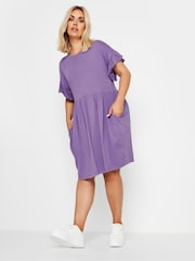 Yours Curve Purple Frill Acid Wash 100% Cotton Dress - Image 2 of 5
