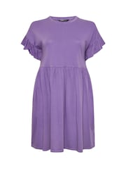 Yours Curve Purple Frill Acid Wash 100% Cotton Dress - Image 5 of 5