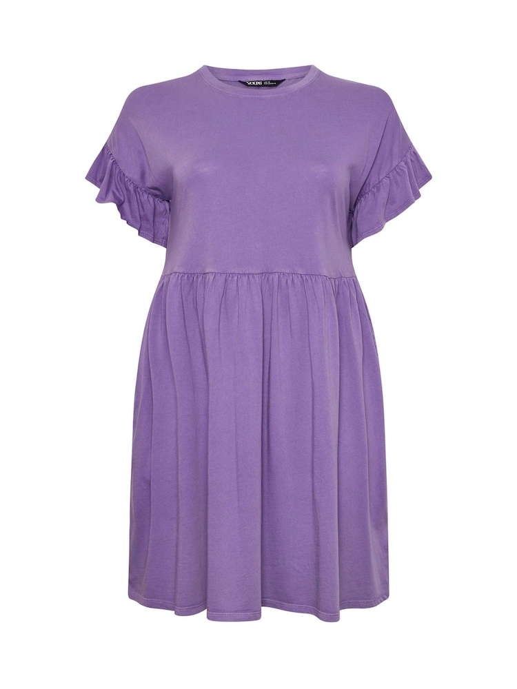 Yours Curve Purple Frill Acid Wash 100% Cotton Dress - Image 5 of 5